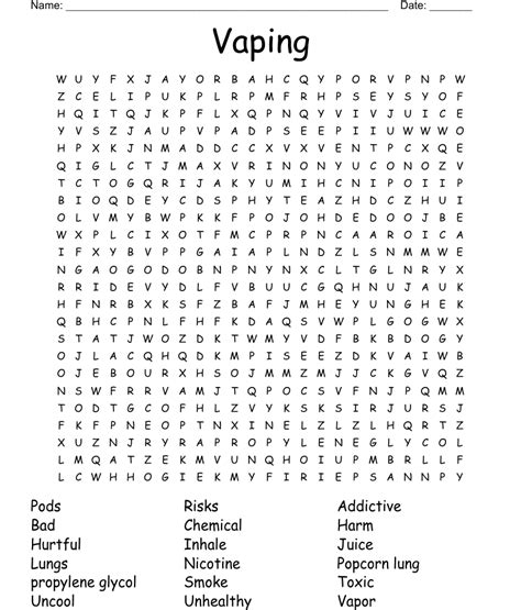 printable vaping worksheets printable word searches