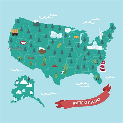 colorful united states map  vector art  vecteezy