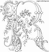 Coloring Embroidery Letters Magic Alphabet Letter Name Para Pages Monogram Patterns Monograms Fancy Flowered Salvo Bordar Stitches sketch template
