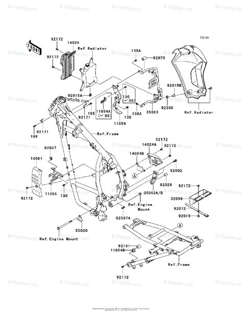 kawasaki motorcycle  oem parts diagram  frame fittings partzillacom