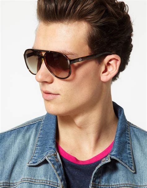 Gucci Aviator Sunglasses In Tortoise Brown For Men Lyst