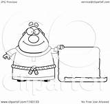 Monk Clipart Plump Scroll Holding Blank Cartoon Sign Thoman Cory Outlined Coloring Vector sketch template