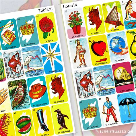 40 Mexican Loteria Cards Loteria Mexicana Imprimible Etsy