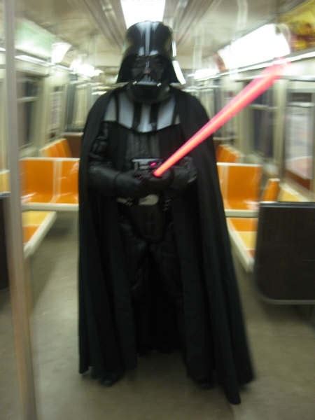 darth vader on the n train heading to lillie s midtown darth vader