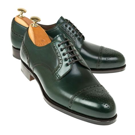 green color oxford genuine leather handcrafted brogues cap toe mens shoes men