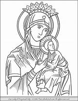 Coloring Perpetual Fatima Catholic Colorare Thecatholickid Socorro Virgen Perpetuo Sketch Dibujos St Rosary Disegni Bambini sketch template