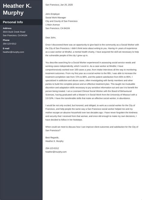 social work cover letter examples templates