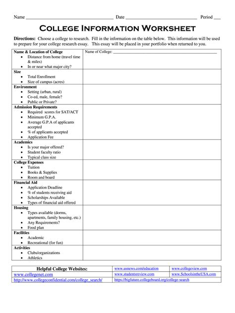 college research worksheet fill  printable fillable blank