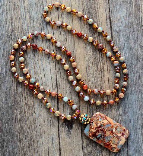 ancient stones beaded pendant necklace treasure jewelry