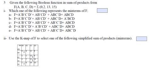 Solved 5 Given The Following Boolean Function In