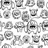 Monster Doodle Cute Doodles Monsters Silly Drawings Drawing Funny Cartoon Coloring Pages Pattern Creature Kids Characters Kawaii Illustration Vector Little sketch template