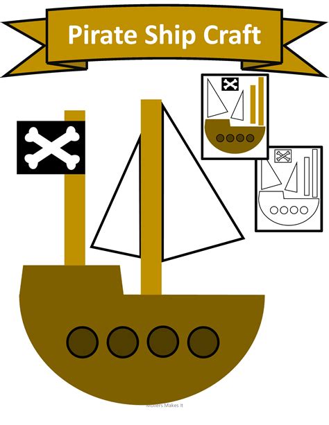 pirate ship craft template cut  glue mollers