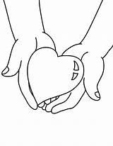 Hands Heart Holding Coloring Pages Big Drawing Color Hand Give Kids Valentine Drawings He Print sketch template