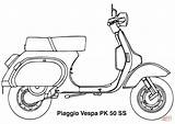 Vespa Scooter Coloring Piaggio 50 Pk Pages Printable Clipart Drawing Pdf Motorcycles sketch template
