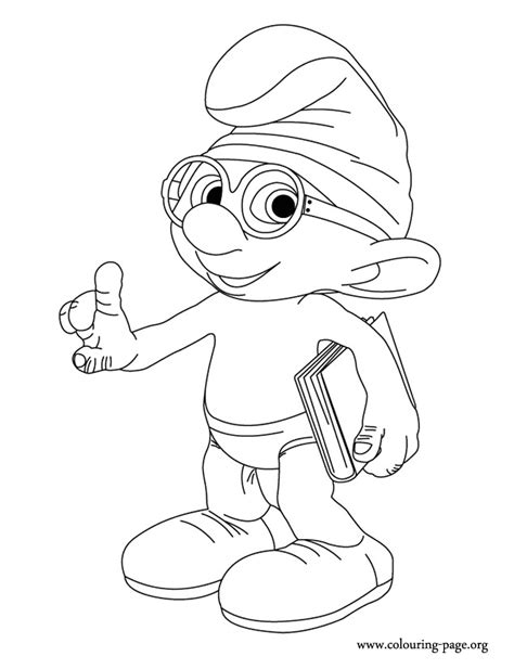 brainy smurf   book coloring page coloring books smurfs