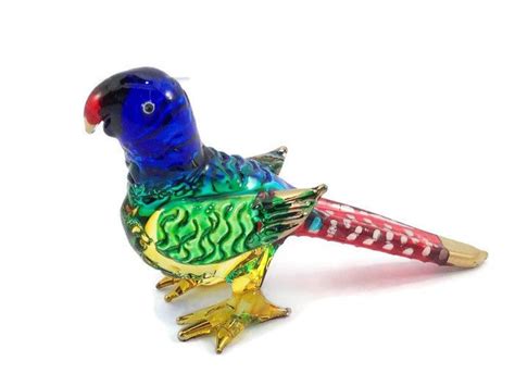 miniature parrot glass blown hand glass art parrot figurine animal collection ebay