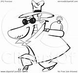 Sneaky Spy Behind Back Outlined Carrying Bomb Illustration His Royalty Clipart Toonaday Vector sketch template