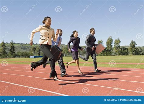 business people running  racing track royalty  stock images image