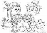 Pilgrim Coloring Pages Thanksgiving Indian Getdrawings sketch template