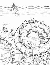 Sea Serpent Caddy Coloring Cryptozoology Book sketch template