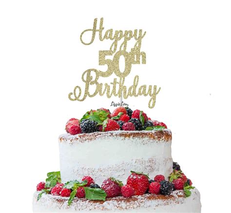 happy 50th birthday pretty cake topper glitter card lissielou