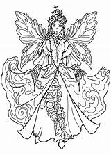 Fairy Coloring Dress Pages Adults Incredible sketch template