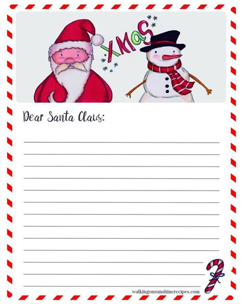 santa claus  snowman writing paper   words dear santa claus