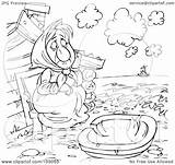 Poor Coloring Outline Watching Boat Woman Clipart Illustration Rf Royalty Bannykh Alex sketch template