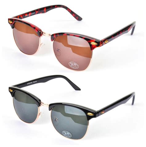 retro 80s 90s style clubmaster sunglasses vtg black brown new uv400