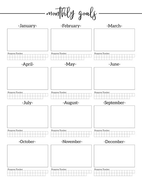 monthly goal setting worksheet  progress tracker paper trail design