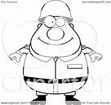 Chubby Army Man Happy Clipart Cartoon Mad Outlined Coloring Vector Cory Thoman Royalty sketch template