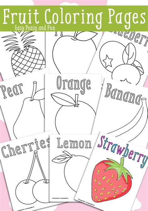 fruit coloring pages  printable easy peasy  fun
