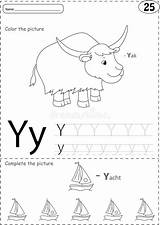 Yak Yacht Tracing Alphabet Worksheet Writing Cartoon Preview sketch template