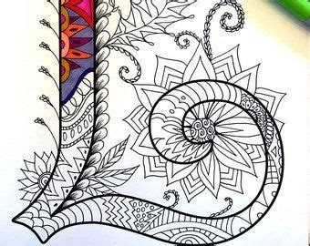 letter  coloring page inspired   font etsy zentangle