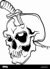 Knife Skull Tattoo Alamy Stock Illustration Background sketch template