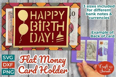 paper cutting  birthday money card flat happy birthday