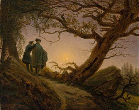 caspar david friedrich  men contemplating  moon   tuttartat pittura