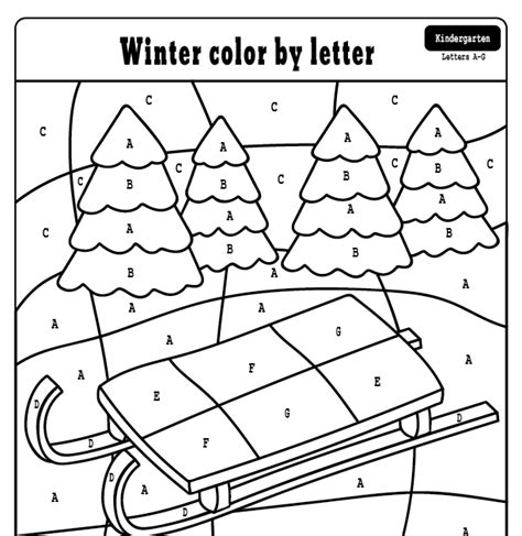 winter color  number printable kindergarten coloring page