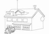 Fire Station Coloring Drawing Department Drawings Firestation Paintingvalley sketch template