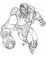 Cyborg Superheroes Herois Coloridos Jovens Titãs Justiça Cyborgs sketch template