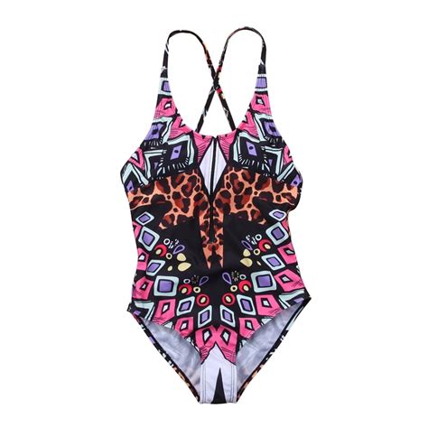 sexy women swimsuit 2018 new print pop leopard one piece floral bikini