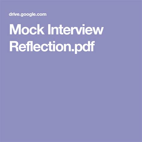 mock interview reflectionpdf interview mocking high school students