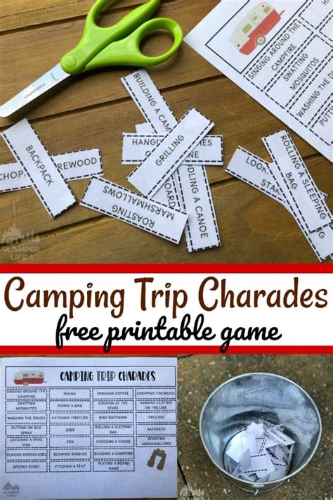 camping charades  printable printable coloring pages