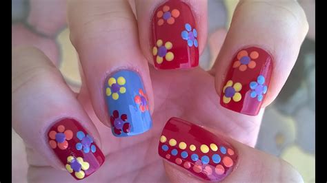 dotting tool flower nail art diy easy summer dot nails