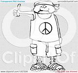 Sandals Hitchhiker Bandana Peace Shorts Wearing Male Shirt Illustration Cartoon sketch template