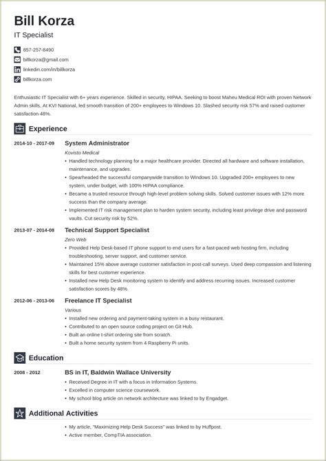 section examples  resume resume  gallery