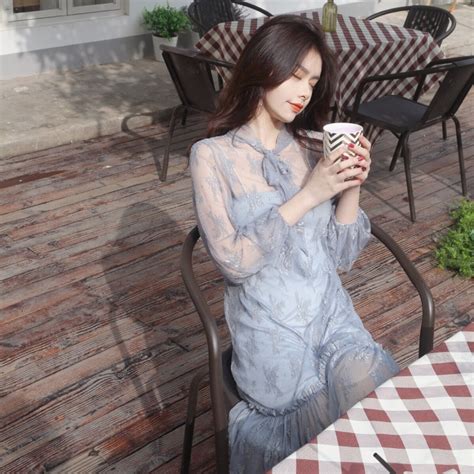 women summer sexy elegant translucent tulle lace ruffle long dress with