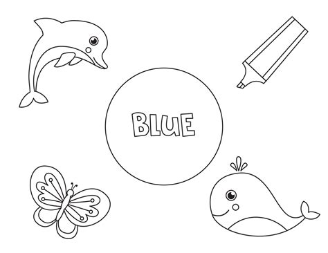 color  blue objects learning basic colors  kids  vector