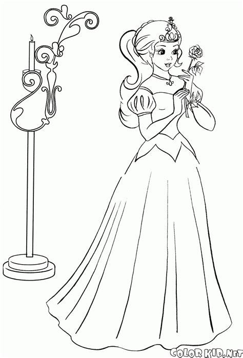 coloring page princess holds  rose