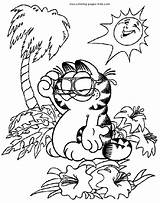Pages Garfield Coloring Color Cartoon Printable Kids Print Sheet Summer Characters Sheets Back Character sketch template